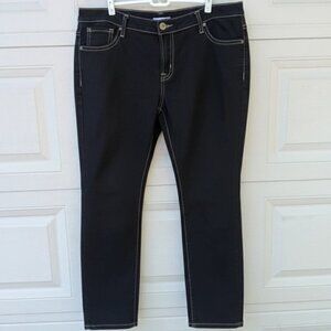 Bongo Plus 20W Straight Leg Jeans‎ Black Denim Contrast Thick Stitch Stretch Y2K